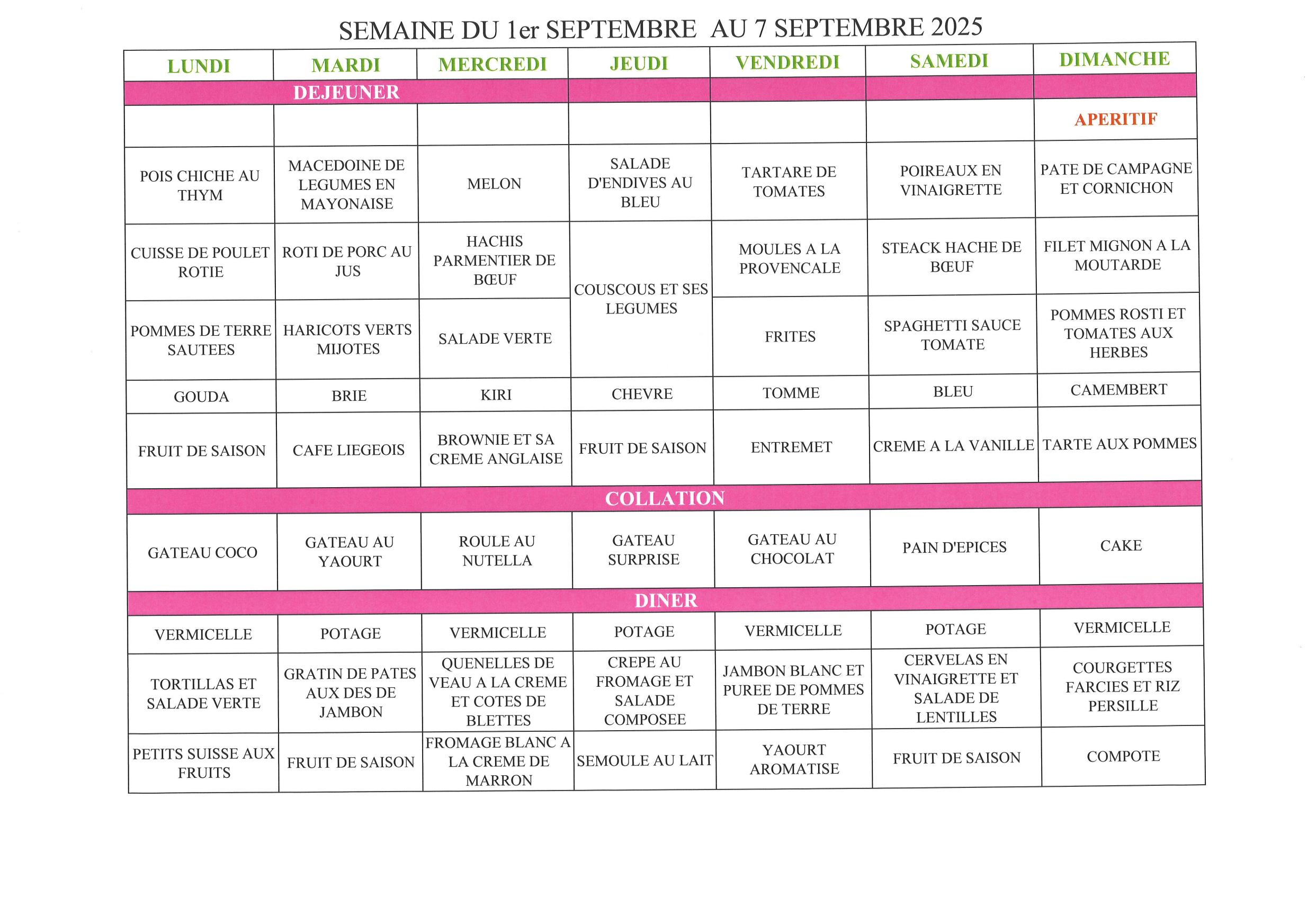 Menu S36